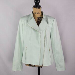 Calvin Klein Asymmetrical Moto Zip‎ Jacket Size S Light Green